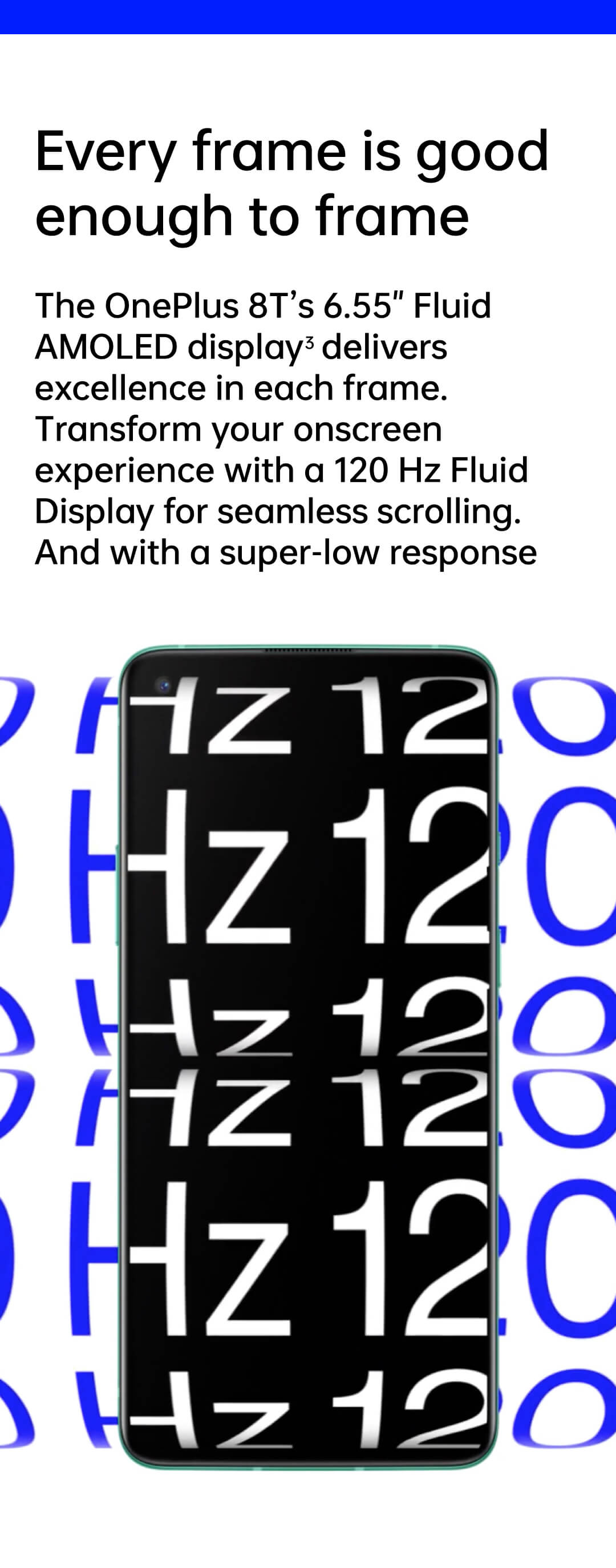 OnePlus 8T with 120 Hz Fluid Display Design